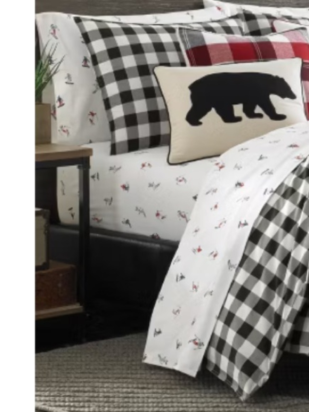 Eddie Bauer Black Mountain Plaid Duvet Cover Set (Twin) - Black/White, NWT